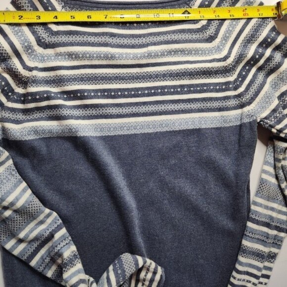 Sweater American Eagle Outfitters Womens Striped Long Sleeve Knit Top Blue M - Picture 7 of 7